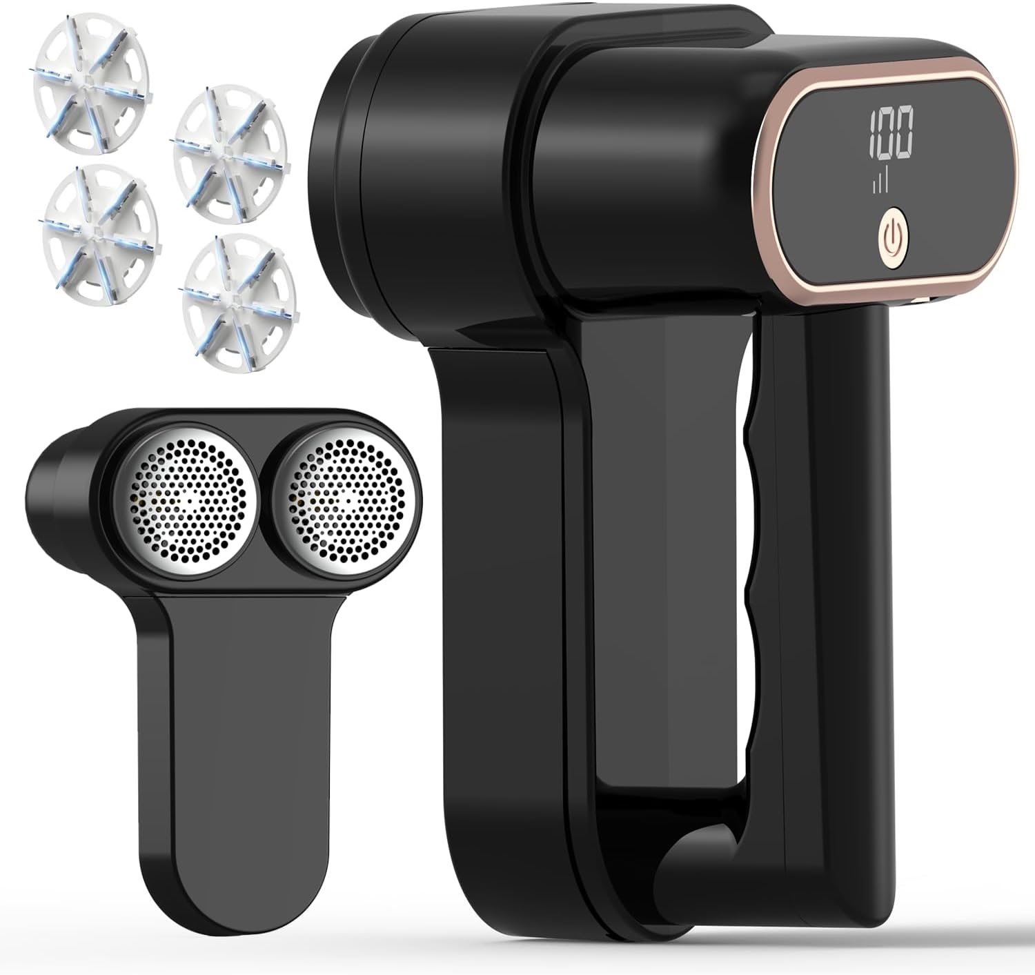 61nWGblXbjL._AC_SL1500_.jpg Dual Motors Rechargeable Fabric Shaver, 3-Speed, LED Display, Type-C, Black - Image 1