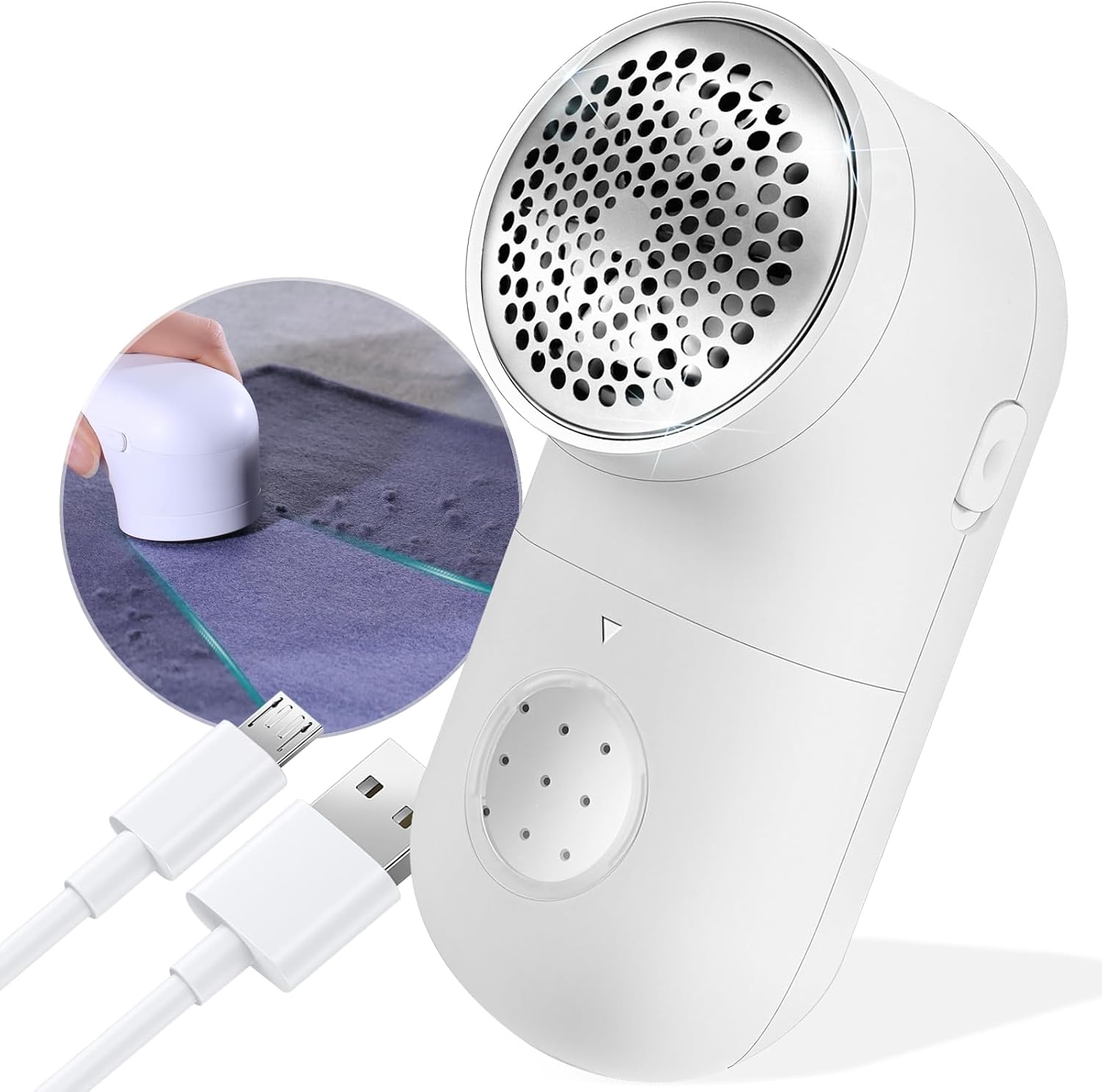 7105q24rchL._AC_SL1500_.jpg Fabric Shaver, Electric Lint Remover, USB Rechargeable, Cordless, Portable, Beige - Image 1