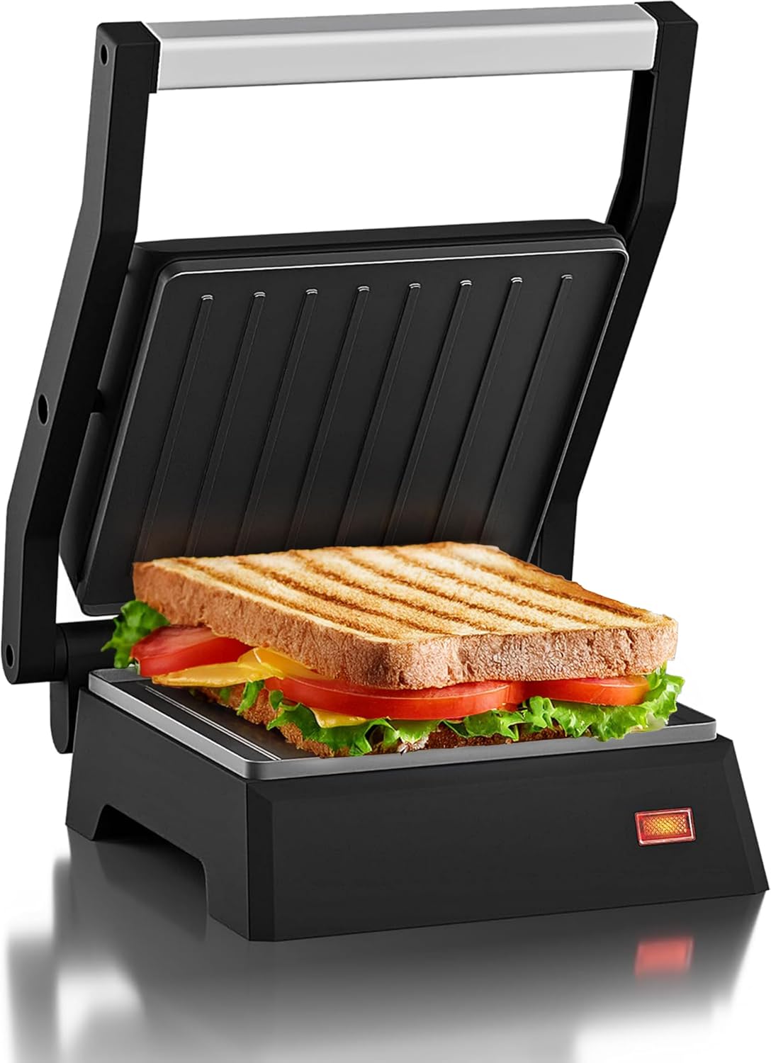 711TaMl3JpL._AC_SL1500_.jpg 5.5x5.3" Compact Black Panini Press & Contact Grill, Opens 180°, Floating Top, Nonstick - Image 1