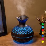 Flower-Shape Mini USB Humidifier, 2 Modes, 7 Colors, Super Quiet, Darkwood