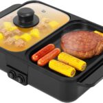 2-in-1 Electric Hot Pot with Grill, Nonstick Lazy Pot & Frying Pan, Dual Temp