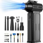 Compressed Air Duster, Cordless, 8000mAh, 4-Gear Adjustable, for Keyboard/Computer/Car/Home