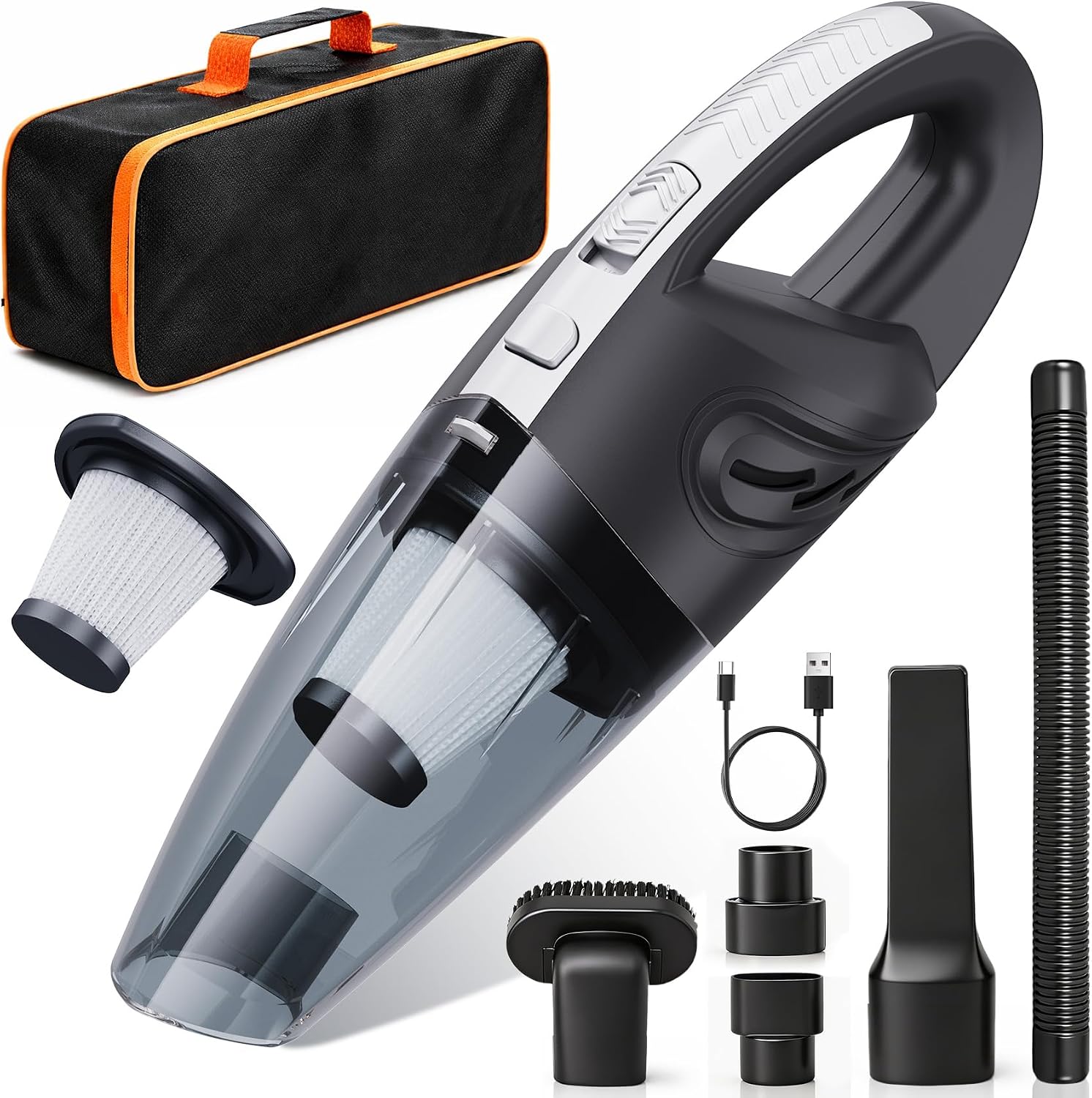 71vjJcHi9QL._AC_SL1500_.jpg Handheld Cordless Car Vacuum 15000PA, Multi-Nozzle, Washable Filter, Storage Case - Image 1