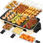1500W 2-in-1 Smokeless Indoor Grill, Removable Non-Stick Plates, Korean BBQ & Griddle